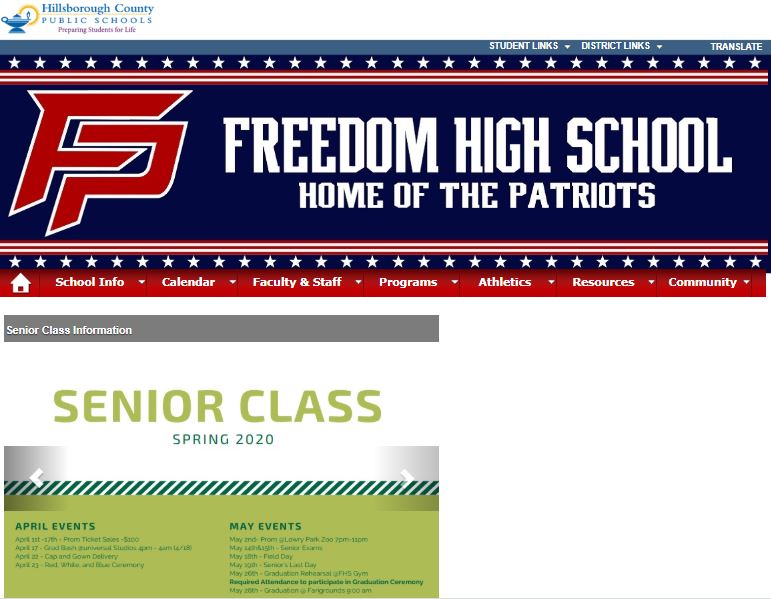The front page of the Freedom Website still has important senior dates listed - but most seniors have already faced thereality that their senior year is over.