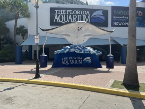 A view of the front of the Florida Aquarium located in Downtown Tampa.