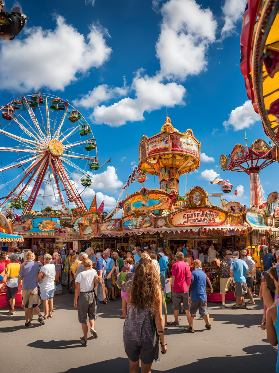 Picture depicts thrill and forms of entertainment at the Florida State Fair.